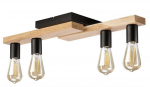 Lamkur Matinis 50287 lubinis &scaron;viestuvas 4x15W E27 medinis/juodas