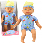 Lean Toys Lėlė kūdikis su mėlynais drabužiais ir kepure, 31 cm