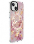Dėklas Evelatus iPhone 15 Hibrīdā Lietā ar MagSafe PC + TPU Drukātā Dizaina Marmors Rozā