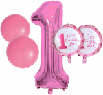 Realprices Balionai 1-ojo gimtadienio mergaitei, vienerių metų mergaitei, 5 žvaigždučių balionų rinkinys