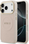 GUESS dėklas, skirtas IPHONE 17 Pro, suderinamas su MagSafe GUHMP17LPSAMSECP (PU su bijūnų kar&scaron;tu antspaudu), rožinis