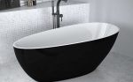 Vonia Besco Goya A-Line Juodas&Baltas Matt, 160 x 73 cm (sifonas su persipylimu chrome)