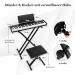 Bonideco Select Ne&scaron;iojama elektroninė klaviatūra su 61 klavi&scaron;u ir stovu bei kėdute elektrine pianino skaitmenine klaviatūra