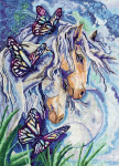 Abris Art Siuvinėjimo kryželiu rinkinys Vienaragiai, 25x35 cm, 14 ct, su karoliukais