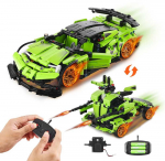 Konstruktorius vaikams: 2in1 robotas-automobilis valdomas pulteliu/programėle, edukacinis rinkinys, RC robotas, ma&scaron;ina