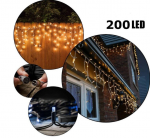 Happy People 200 LED 8 Metrai lempučių lauko girlianda Varvekliai su baltu laidu, &Scaron;iltai baltos spalvos Flash K-12