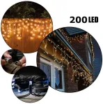 Happy People 200 LED 8 Metrai lempučių lauko girlianda Varvekliai su baltu laidu, &Scaron;iltai baltos spalvos Flash K-12