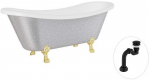 Vonia Besco Amelia Glam 190, Sidabrinis+Gold, su sifonu Klik-klak Juodas