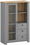 Target Home LATOUR C žema vitrina, 1W3S, pilka/DELANO &scaron;viesa