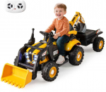 Promotions Elektrinis vaiki&scaron;kas traktorius, 12V, geltonas