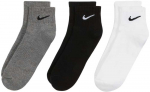 Nike Kojinės U NK Everyday Cush Ankle 3PR Juodas Baltas Pilkas