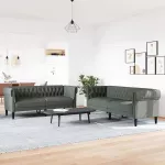 Svetainės sofa 2 vnt. Tamsiai pilka audinys