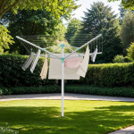 Songmics Skalbinių džiovyklė su reguliuojamu auk&scaron;čiu 170x170x(121-183) cm juoda