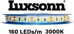 12W/m LED juosta LUXSONN, DC 24V, 160 LED/m, 3000K, IP20, BRIDGELUX diodai, 5m ritė