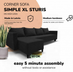 Meb & Podrez Klasikinis didelis kampinis sofos komplektas Simple XL Sturis, Grafito