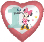 Disney Minnie &scaron;irdelės formos pirmojo gimtadienio folijos balionas 43 cm