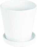 Dekoratyvinis gėlių vazonas su padėklu D20cm/H18cm baltas/keraminis