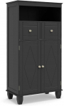 Promotions Grindų spintelė-organizatorius, 56x30x108 cm, juoda, masyvi mediena