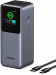 UGREEN Nexode PB721 130W 20000 mAh i&scaron;orinis USB-C/USB-A power bank su TFT ekranu, pilkas