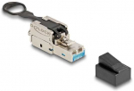Delock RJ45 Stecker feldkonfektionierbar Cat.6A mit Push und Pull Lasche werkzeugfrei
