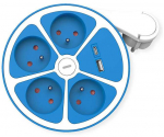 ROLINE 4-fach Steckdosenleiste mit Schalter, rund, UTE Version, USB-Charger A+C, blau, 1,5 m