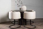 Venture Design Valgomojo stalas ir kėdžių komplektas Olivia 110 cm Mocca ir smėlio spalvos MDF ir audinys