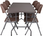 Lauko baldų komplektas Poland RATTAN maitinimo rinkinys 180 cm stalas + 6 kėdės