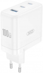 XO wall charger CE35 PD 100W 2x USB-C 1x USB baltas