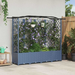 Pakeltas lovas su trelėmis ir stogu Pilka 204 x 40 x 141 cm PP