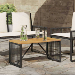 Lauko stalas Juoda ir Ruda 80 x 40 x 40 cm poliratanas