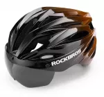 Rockbros Bike Helmet with Visor, Detachable UV Protective Goggles, Unisex - Juodas/Brown