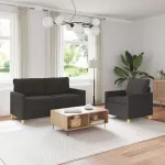 Sofa Sofos komplektas 2 vnt. Tamsiai pilka Audinys