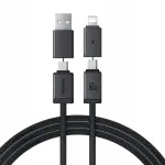 Kabelis Baseus Versatile 60W USB-C - USB-C su adapterami USB-A i Lighting 1m - juoda