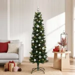 Dirbtinė siaura kalėdinė eglutė su žaisliuku 150 cm 150 LED