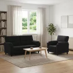 Sofa Sofos komplektas 2 vnt. Juoda Aksomas