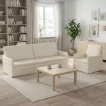 Sofa Sofos komplektas 2 vnt. Kreminė Kordūrinis audinys