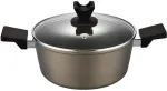 Lumarko Puodas Aston 26 CM 5,1L. su dangčiu, Ind. by Mateusz Gessler (&scaron;ampanas, neprideganti danga, juoda rankena) (FLORINA-GA-007-76)