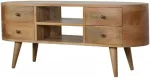 TV staliukas Artisan Furniture Mango medienos TV spintelė su 4 stalčiais ir 2 lentynomis, ąžuolo atspalvio
