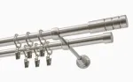 Karpol Dviguba užuolaidų karnyzas FI 19 MM nerūdijančio plieno efektas 480 CM Techno su ratukais Kowalski