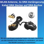 H00cs Wlan antenos kabelis 3 x Sma prailginimo laidas 3 m - Sma ki&scaron;tukas į Sma lizdą, magnetinis pagrindas, signalo stiprinimas Pcie Wifi kortelėms, belaidis mar&scaron;rutizatorius, Fpv, Lte, 5g, 4g, vie&scaron;osios interneto prieigos ta&scaron;kas, tinklo įrenginiai