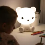 Retoo naktinė lemputė vaikams, me&scaron;kiuko formos, gyvūno formos, 3 spalvų, spalvą keičianti, kūdikio naktinė lemputė, miego lemputės mergaitėms, berniukams, svetainei, miegamajam, vaikų kambariui, dekoracija, dovanos, 3 W