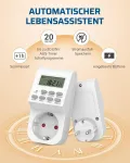 Dewenwils skaitmeninis laikmačio lizdas, elektroninis laikmatis su 20 konfigūruojamų perjungimo programų, Lcd ekranas lempoms, kalėdinėms lemputėms ir buitiniams prietaisams (16a, 3840 W).