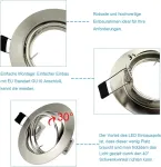 Lubinis &scaron;viestuvas Hibay 10 Led prožektorių rinkinys 230 V Gu10 Pasukamas įleidžiamas &scaron;viestuvas 68 mm skylės dydis Lubiniai prožektoriai Apvalus įleidžiamas prožektorius su 5 W &scaron;iltai balta lempute