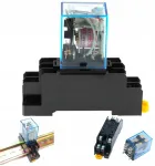 Relė kontaktorius 230v Ac 1x10a 2x5a su pagrindu