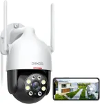 Dekco 2k lauko wifi stebėjimo kamera, 350&deg;/90&deg; pasukama wifi kamera laukui, 3mp wifi kamera su automatiniu sekimu, 30 m naktinis matymas spalvotai, 2 krypčių audio, ip66