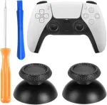 Opvyaeu 2 x atsarginiai juodi nyk&scaron;čių valdikliai, skirti Ps5 / Ps4 valdikliui, keičiami analoginiai nyk&scaron;čių valdiklių dangteliai, skirti Ps5 mygtukų priedams, skirti Ps4 Pro Slim valdikliui