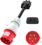 Tesla adapteris 32A į trifazę 480V raudoną rozete