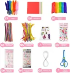 Vaiki&scaron;kas kūrybinis rinkinys, 1500+ detalių "pasidaryk pats" kūrybos dėklas, kūrybiniai kūrybos priedai, blizgantys pūkai, scrapbooking'as, plunksnos, sagos, blizgučiai, pūkuoti laidai, karoliukai ir kt. kūrybos reikmenų rinkinys mažyliams