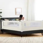Apsauginis lovos barjeras nuo kritimo, reguliuojamas lovelės apsauginis turėklas, lovos sauga, vaiki&scaron;kos lovos apsauga, reguliuojamos lovos grotelės, apsauga nuo kritimo, kūdikio lovelės apsauginis turėklas (180 cm)