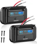 2 vnt. Pd Usb C lizdas 12 V kemperis: Qidoe 38 W Type C 12 voltų automobilinis Usb įkrovimo lizdas įmontuojamas įkroviklio adapteris su įjungimo/i&scaron;jungimo jungikliu kemperiui, automobiliui, motociklui, sunkvežimiui, golfo vežimėliui